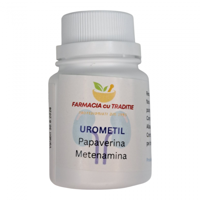 TRATAMENT INFECTII URINARE UROMETIL cu albastru de metil, papaverina si urotropina x10 capsule
