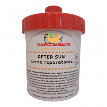 CREMA reparatoare AFTER SUN cu Acid Hialuronic, Peru balm, Aloe, Zinc  -100G