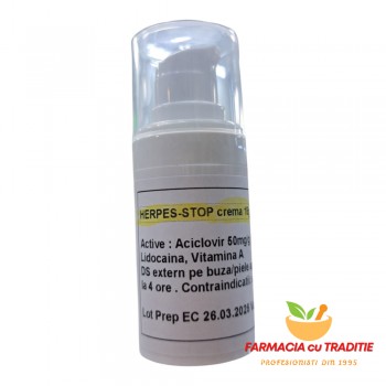 CREMA ANTIVIRALA TOPICA cu Aciclovir, Nistatina, Lidoacina. 15G